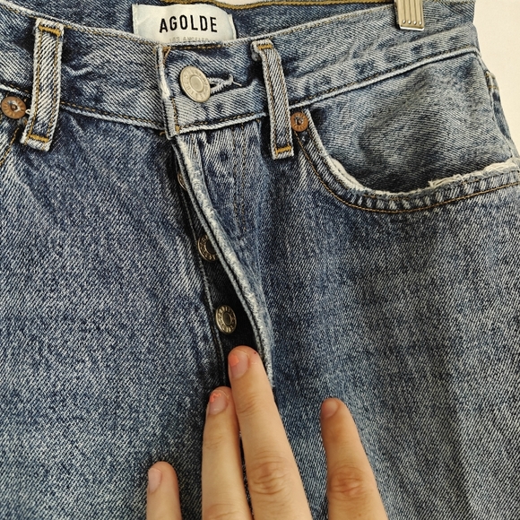 Agolde 90s Pinch Waist High Rise Straight Leg Distressed Jeans Size 26 - Picture 10 of 16